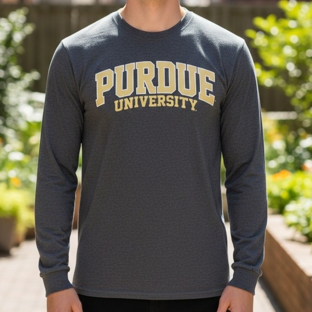 Purdue University Boilermakers Long Sleeve T‎ Heather Grey Fruit of the Loom